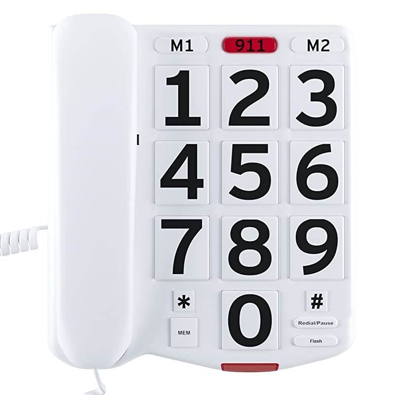 Amplified Single Line Corded Desk Telephone with Large Easy to Read Buttons and Extra Loud Ringer