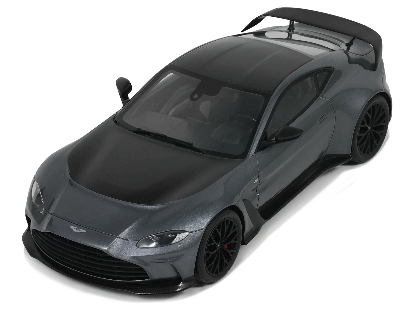 Aston Martin V12 Vantage RHD (Right Hand Drive) Scorpus Red with Black Top and Carbon Hood 1/18 Model Car by Top Speed