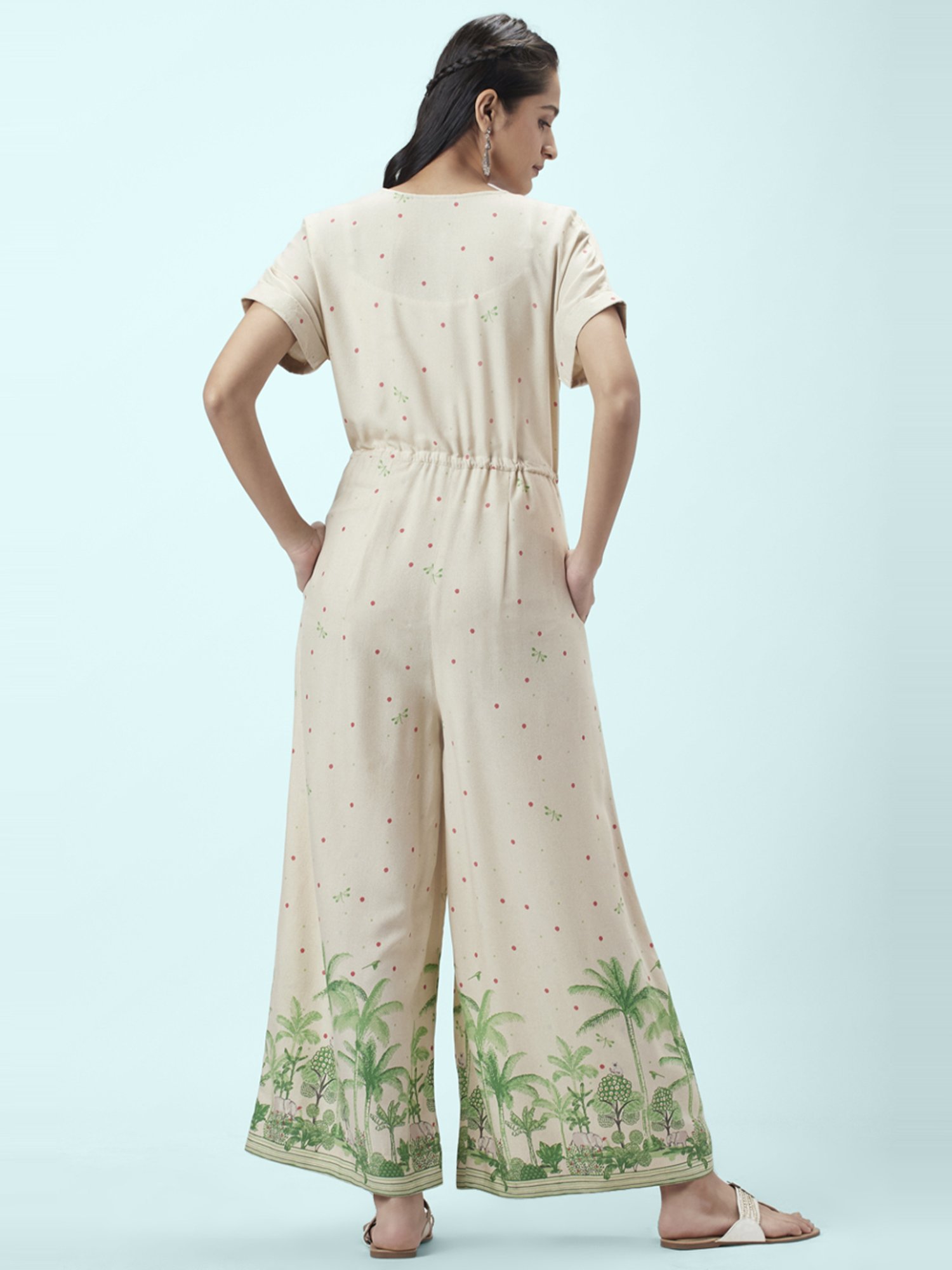 Akkriti by Pantaloons Off-White Printed Jumpsuit