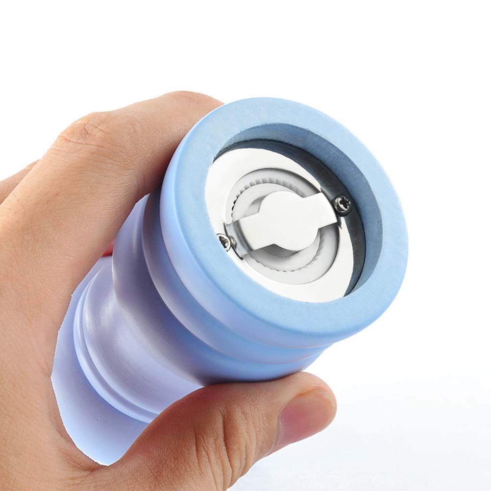 1pc Manual Wooden Pepper Grinder Household Ceramic Core Pepper Mill Salt Container Kitchen Gadget for Home (Blue)