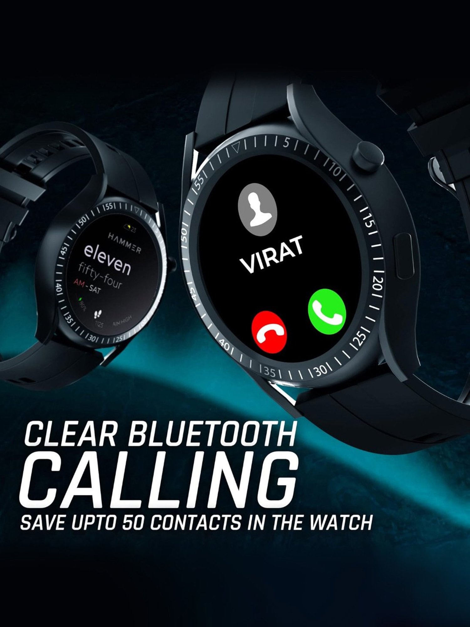 Hammer Pulse Ace Plus Round Dial Bluetooth Calling Smartwatch (Black)