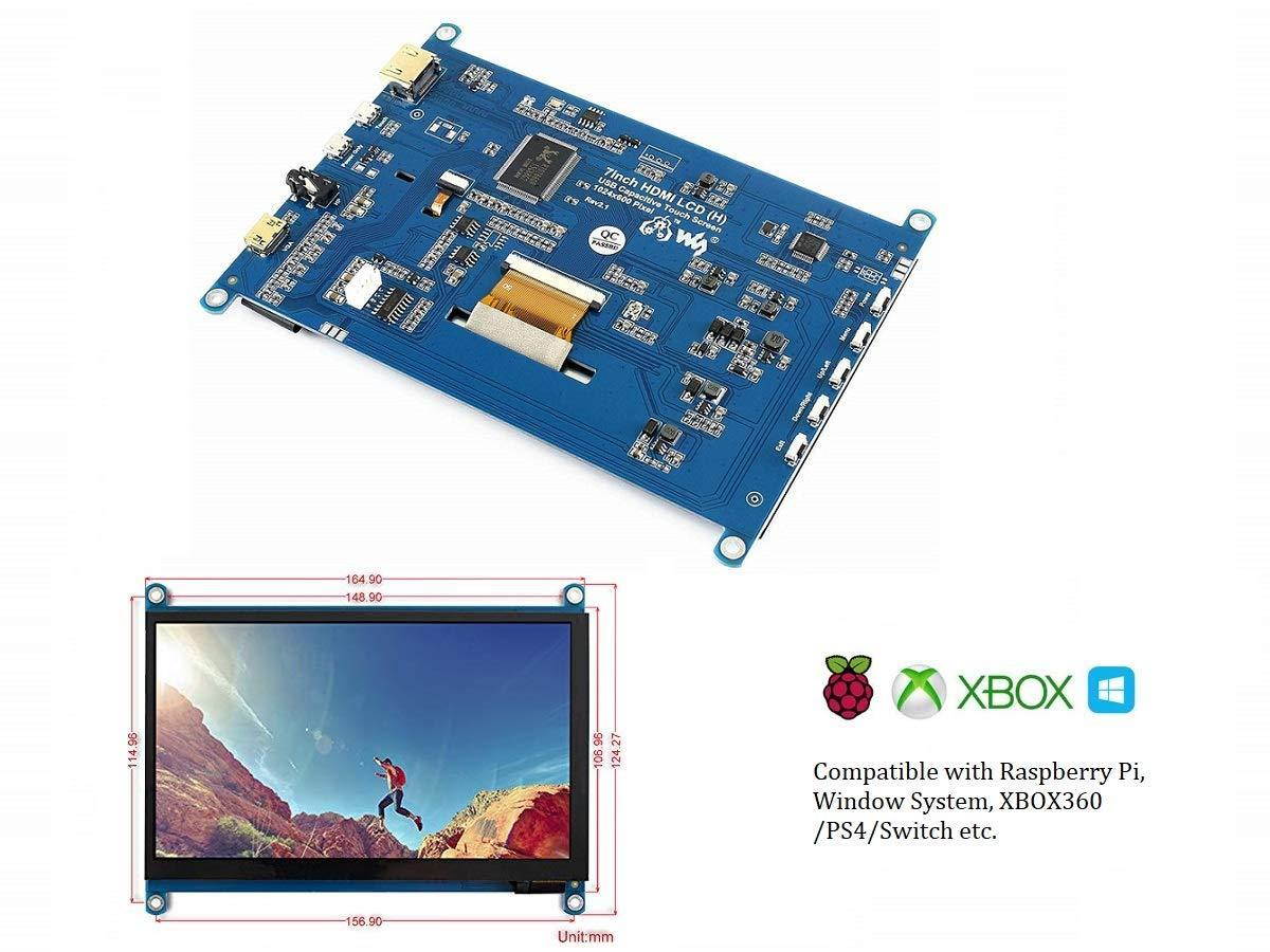 7inch HDMI LCD (H) 1024x600 IPS Capacitive Touch Screen LCD Display HDMI Module for Raspberry Pi, BeagleBone Black, Banana Pi Support Microsoft XBOX360, Sony PS4, and Nintendo Switch