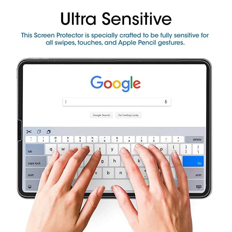 2 Pack Glass Screen Protector for iPad Air 4 109 iPad Pro 11 inch 11 Tempered Glass Screen Protector Ultra Sensitive Face ID Apple Pencil Compatible