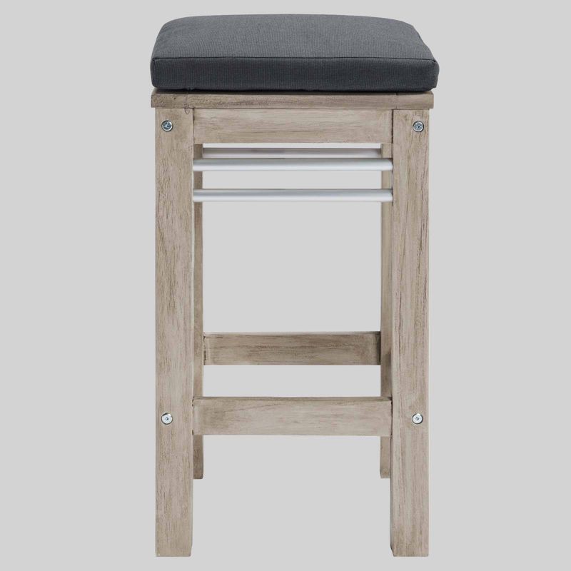 Wiscasset Outdoor Patio Acacia Wood Bar Stool - Light Gray - Modway