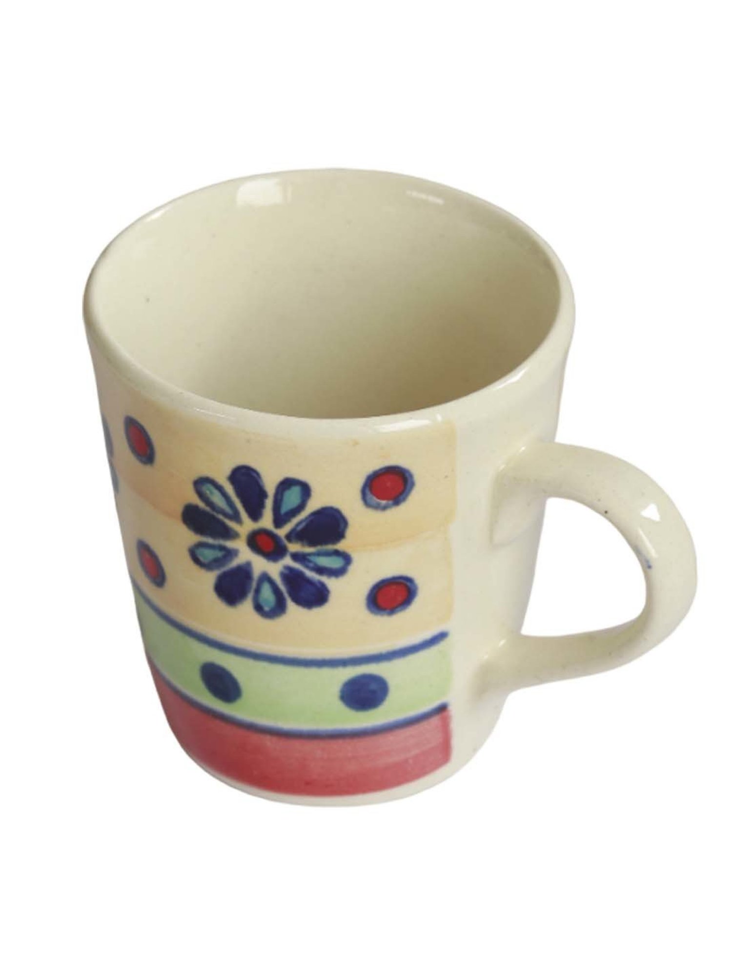 India Circus Floral Blue Bone China Cup Saucer (Set of 8)