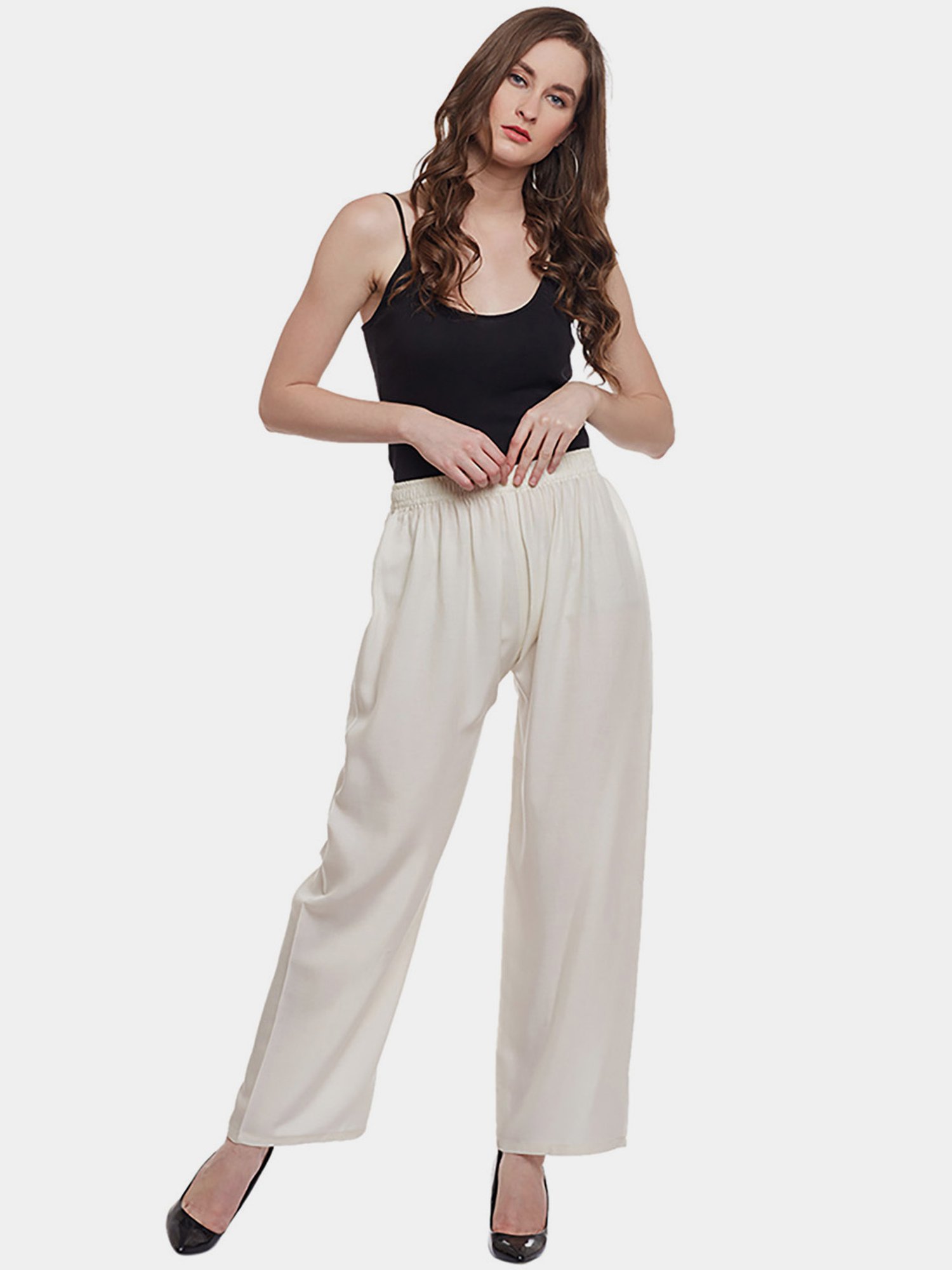 Castle Off-White Straight Fit Palazzos