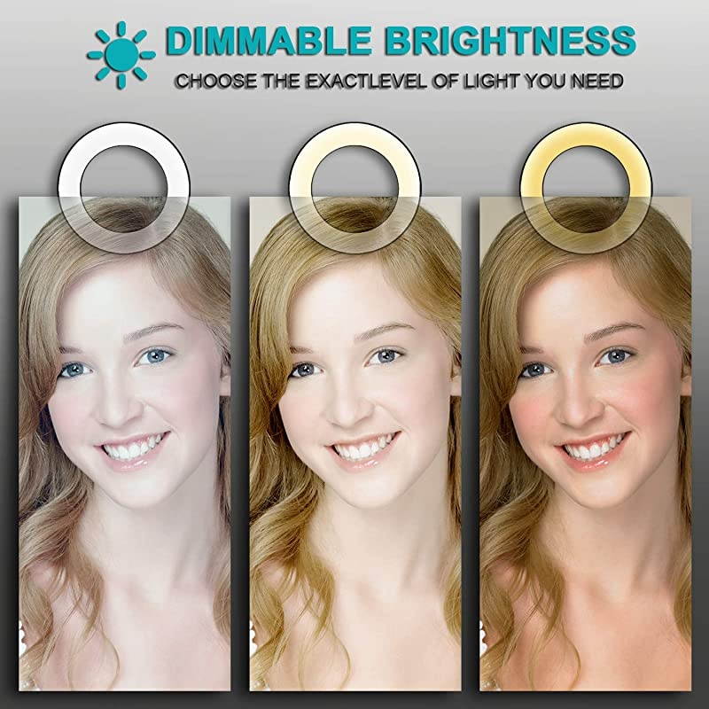 Ring Light 6 with Stand Tripod for Makeup Live Streaming amp YouTube Video Table Camera Light with Cell Phone Holder Mini Dimmable Lamp with 3 Light Modes amp 11 Brightness Level 6 inch