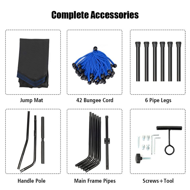 Costway 14 Ft Multicolored Trampoline Recreational Exercise w/ Safety Net Ladder