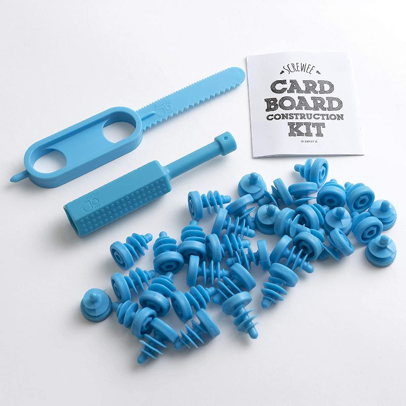 JumpOff Jo Cardboard Construction Kit 36 Cardboard Screws, 1 Screwdriver, 1 Cardboard Saw - for STEM, Engineering, Arts, and More, Ages 6+