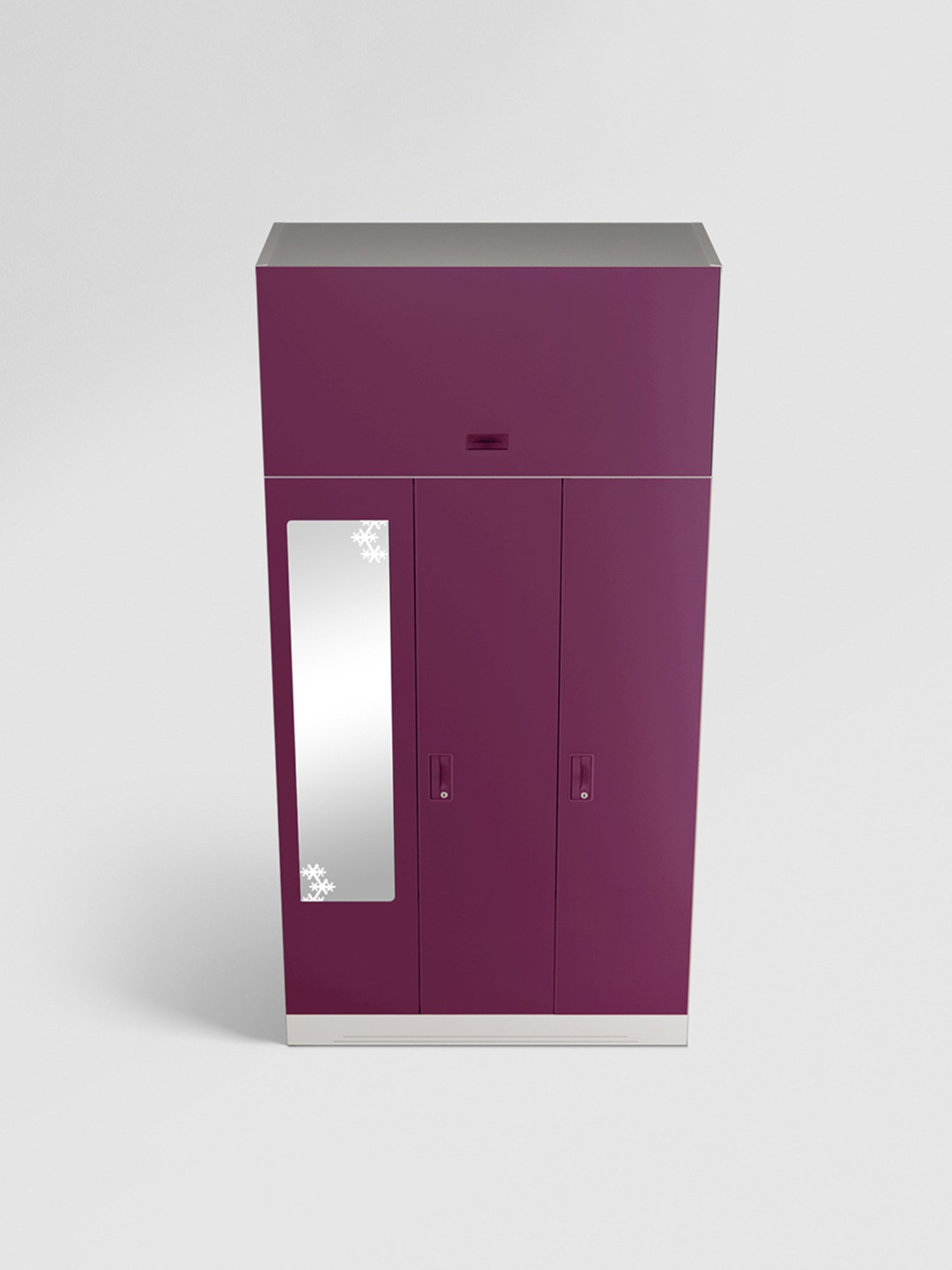 Godrej Interio Slimline 3-Door Steel Almirah, Purple (1-Year Warranty, 1 Locker, 2 Drawers,OHU)