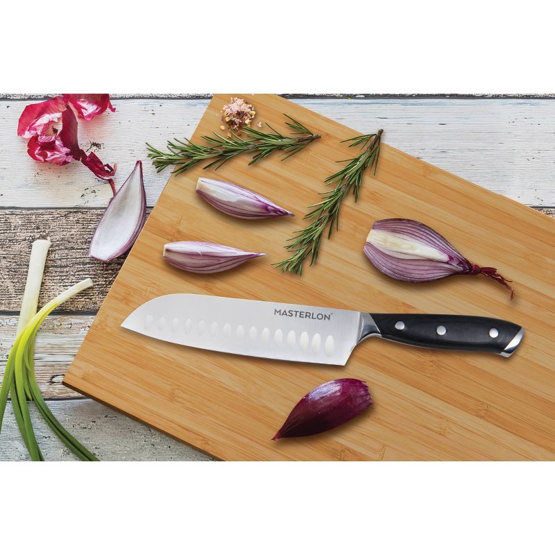 MasterPan Triple Rivet Collection 7" Santoku Knife Black