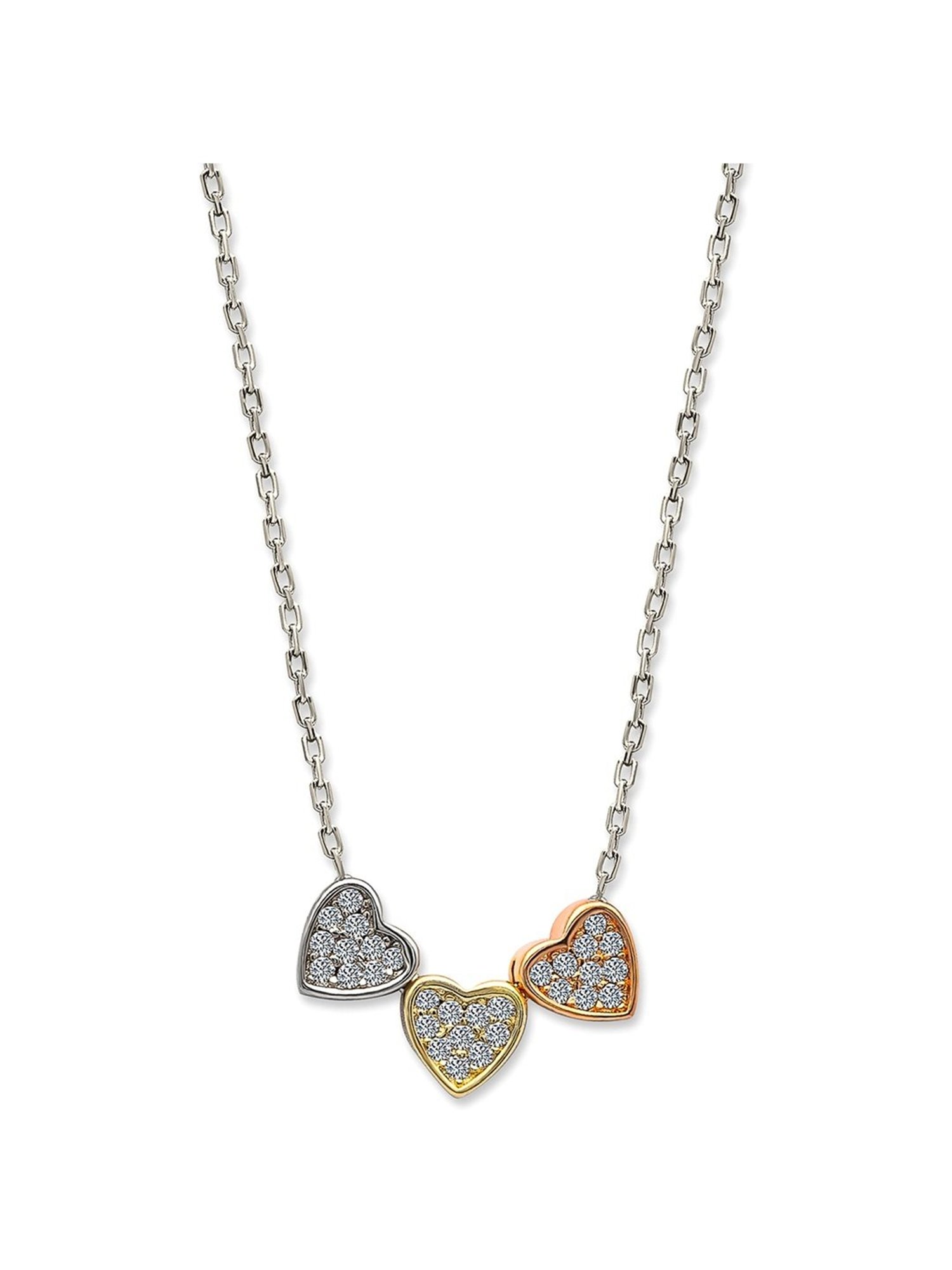 Silberry 92.5 Sterling Silver Triple Heart Necklace