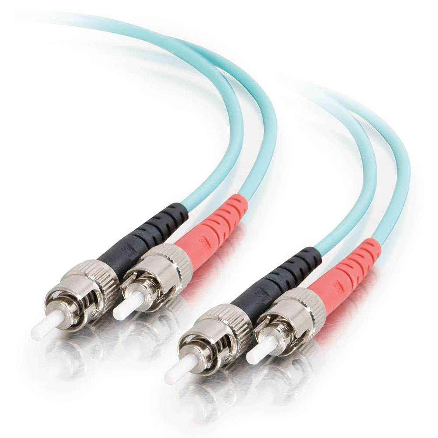 C2G/Cables to Go 36202 10Gb ST/ST Duplex 50/125 Multimode Plenum-Rated Fiber Patch Cable (2 Meters, Aqua)