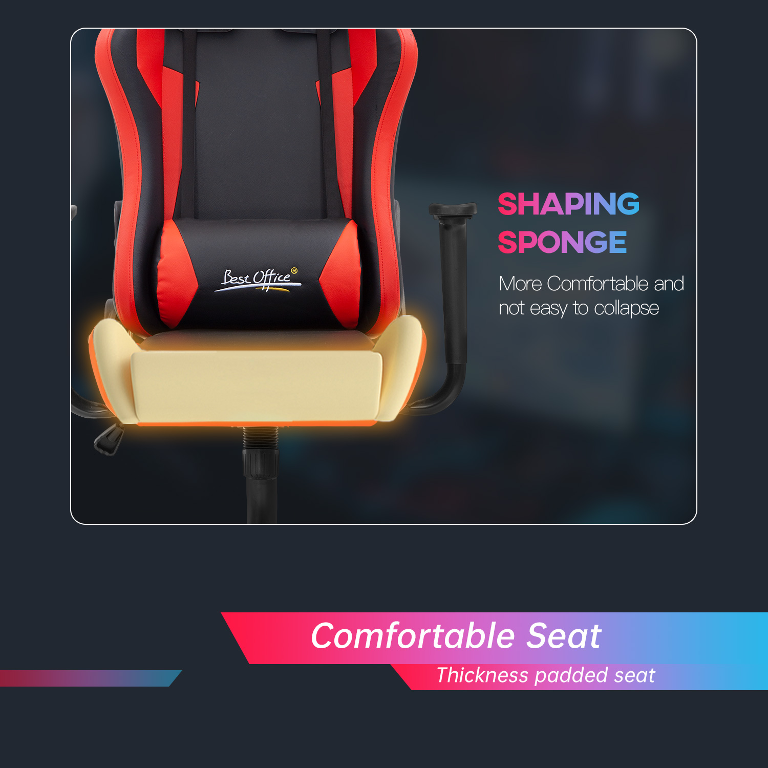 PC Gaming Chair Racing Chair Ergonomic Computer Chair with Lumbar Support Headrest Armrest Task Rolling Swivel Desk Chair PU Leather E-Sports Adjustable Office Chair Red