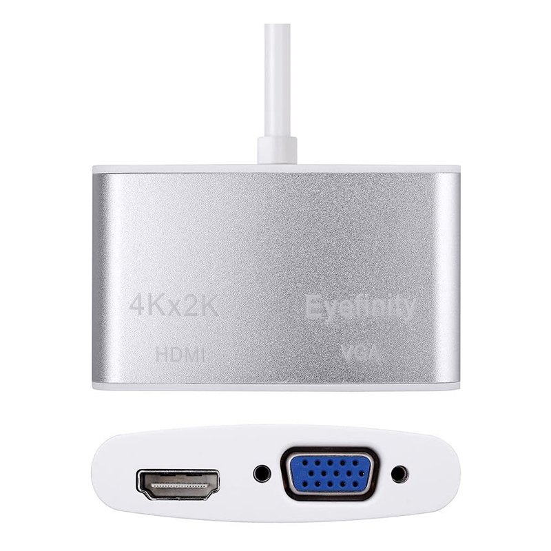 Aluminum shell Multi-Function Thunderbolt Mini Displayport to HDMI VGA Converter Adapter Cable for Apple Macbook Surface pro Thinkpad X1 HDMI 4K HDTV Eyefinity VGA Adapter