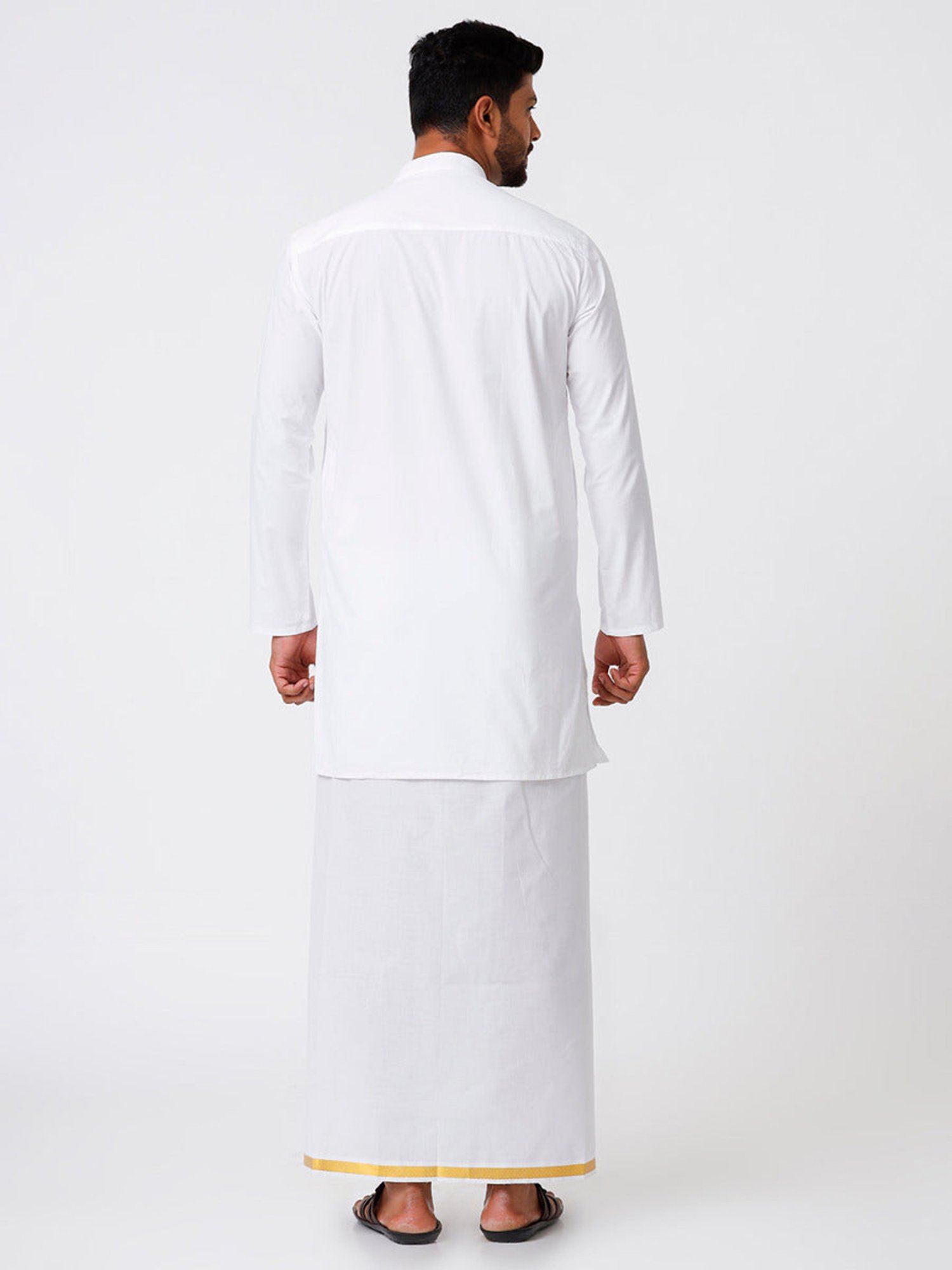 Ramraj White Cotton Regular Fit Kurta Set with Bottom