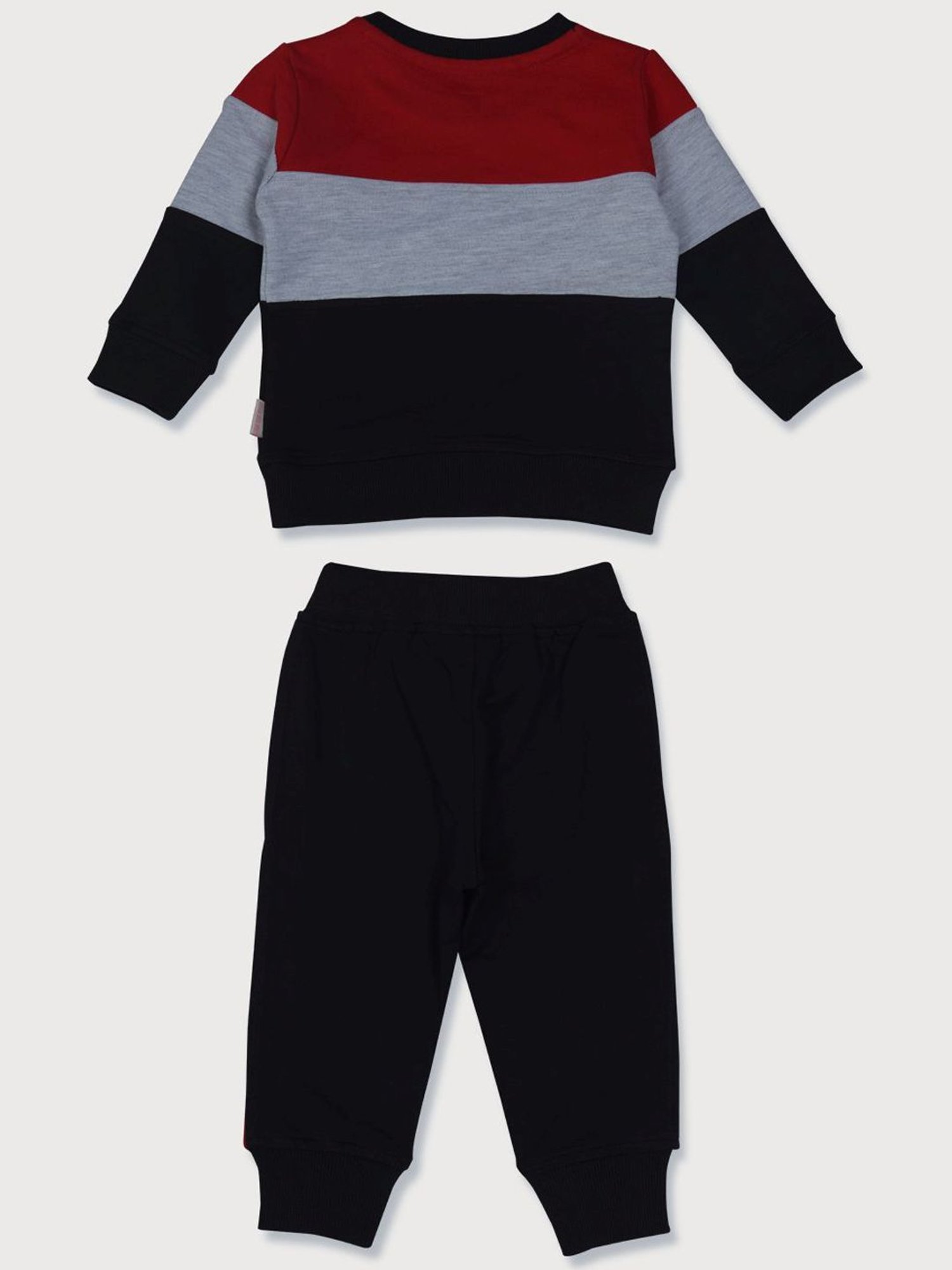GJ baby Kids Navy & Red Cotton Color Block Full Sleeves Sweatshirt Set