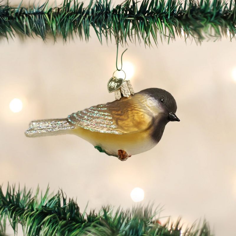 Old World Christmas 1.75" Black-Capped Chickadee Bird Ornament  -  Tree Ornaments