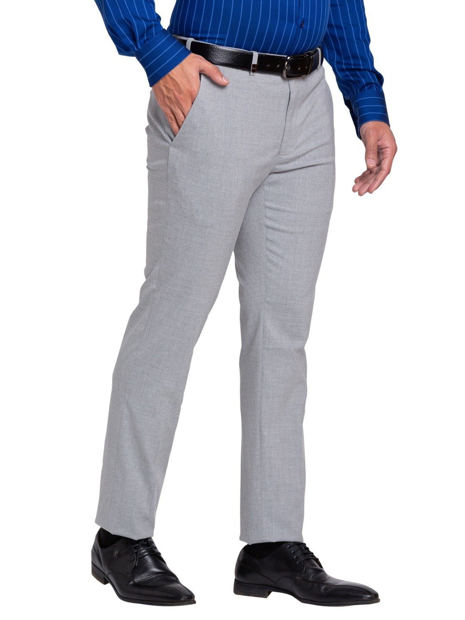 Park Avenue Grey Super Slim Fit Texture Trousers