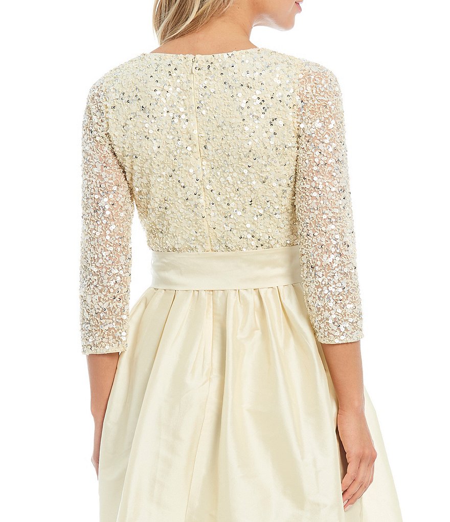 Pisarro Nights Beaded Bodice Taffeta Dress