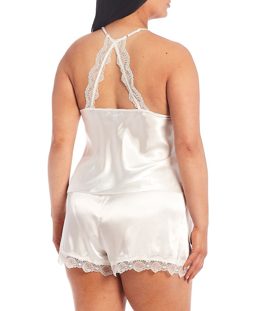 In Bloom by Jonquil Plus Solid Satin & Lace Shorty Pajama Set
