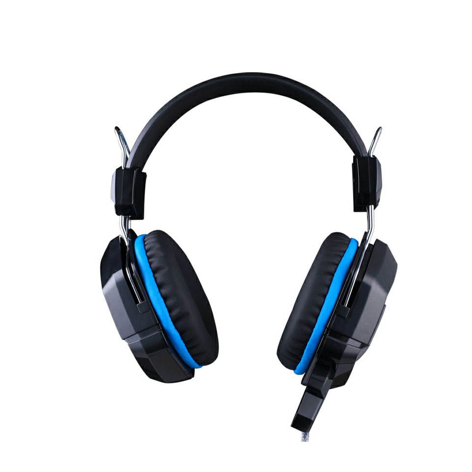 KOTION EACH GS210 50mm Professional Gaming Headphone with Mic LED Light Stereo Bass Noise Isolation Headset Earphones for Laptop Notebook Tablet Computer PC-Black/Blue