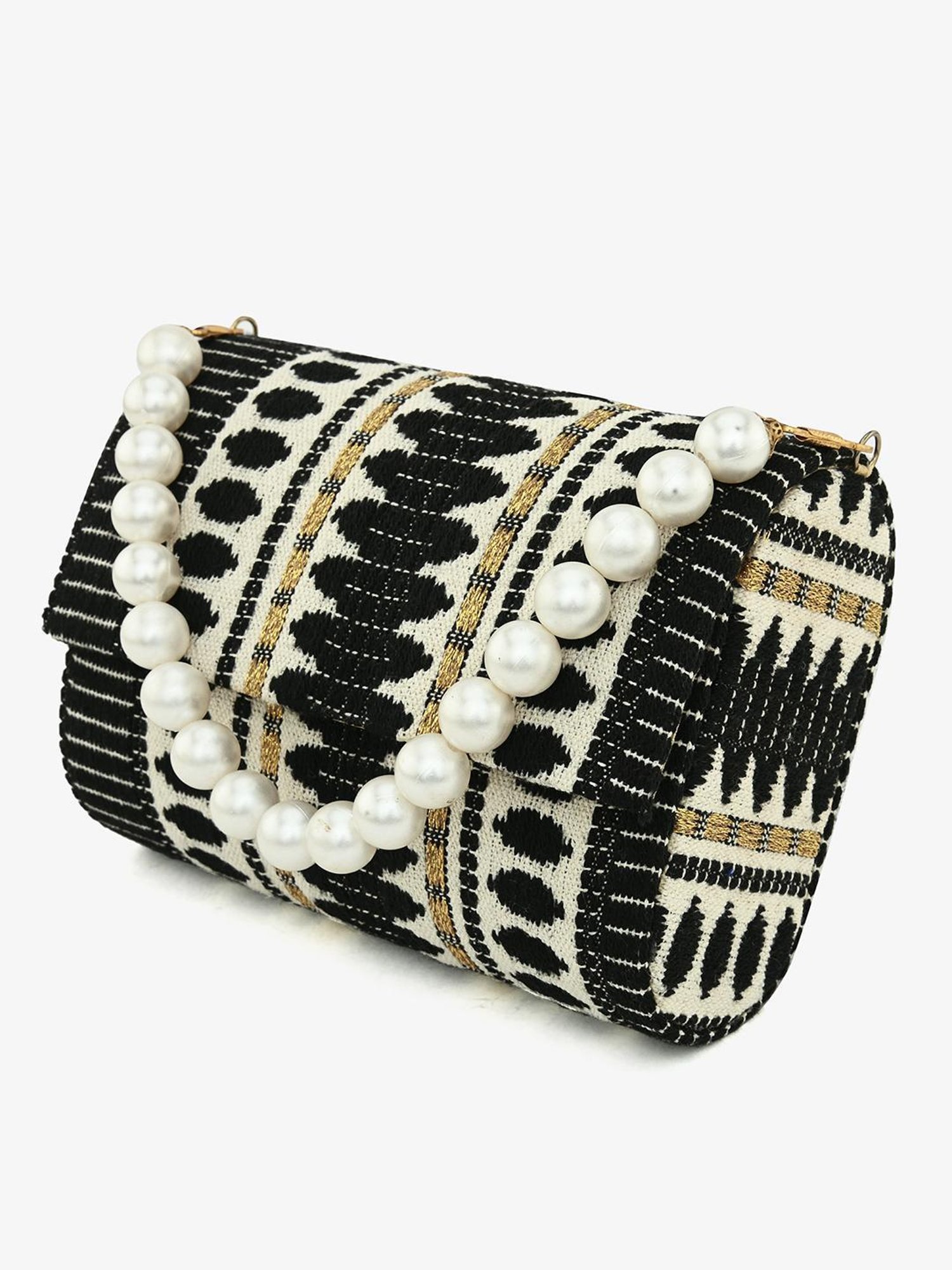 Gaurapakhi Black Printed Envelope Clutch