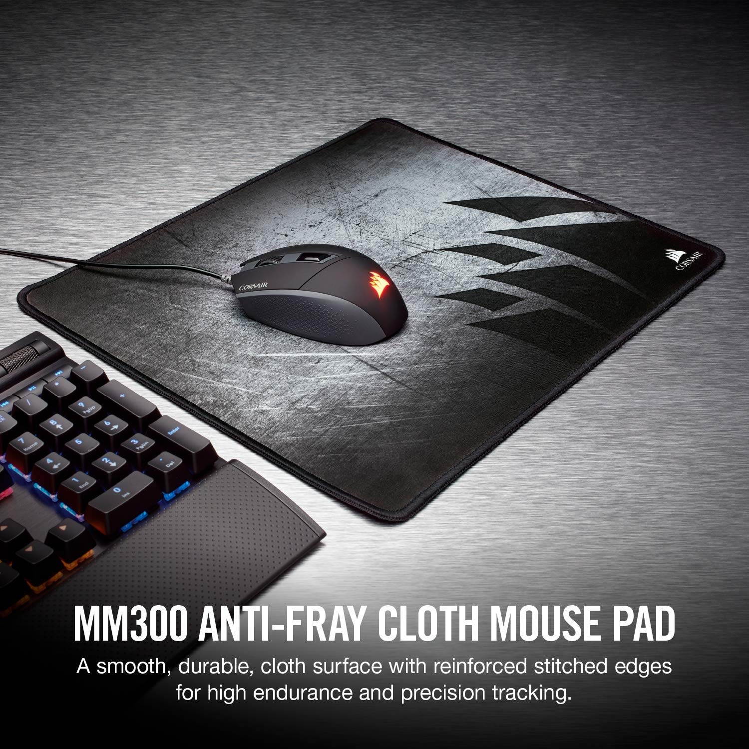 Corsair MM300 - Anti-Fray Cloth Gaming Mouse Pad - High-Performance Mouse Pad Optimized for Gaming Sensors - Designed for Maximum Control - Medium, Multi, Model Number: CH-9000106-WW