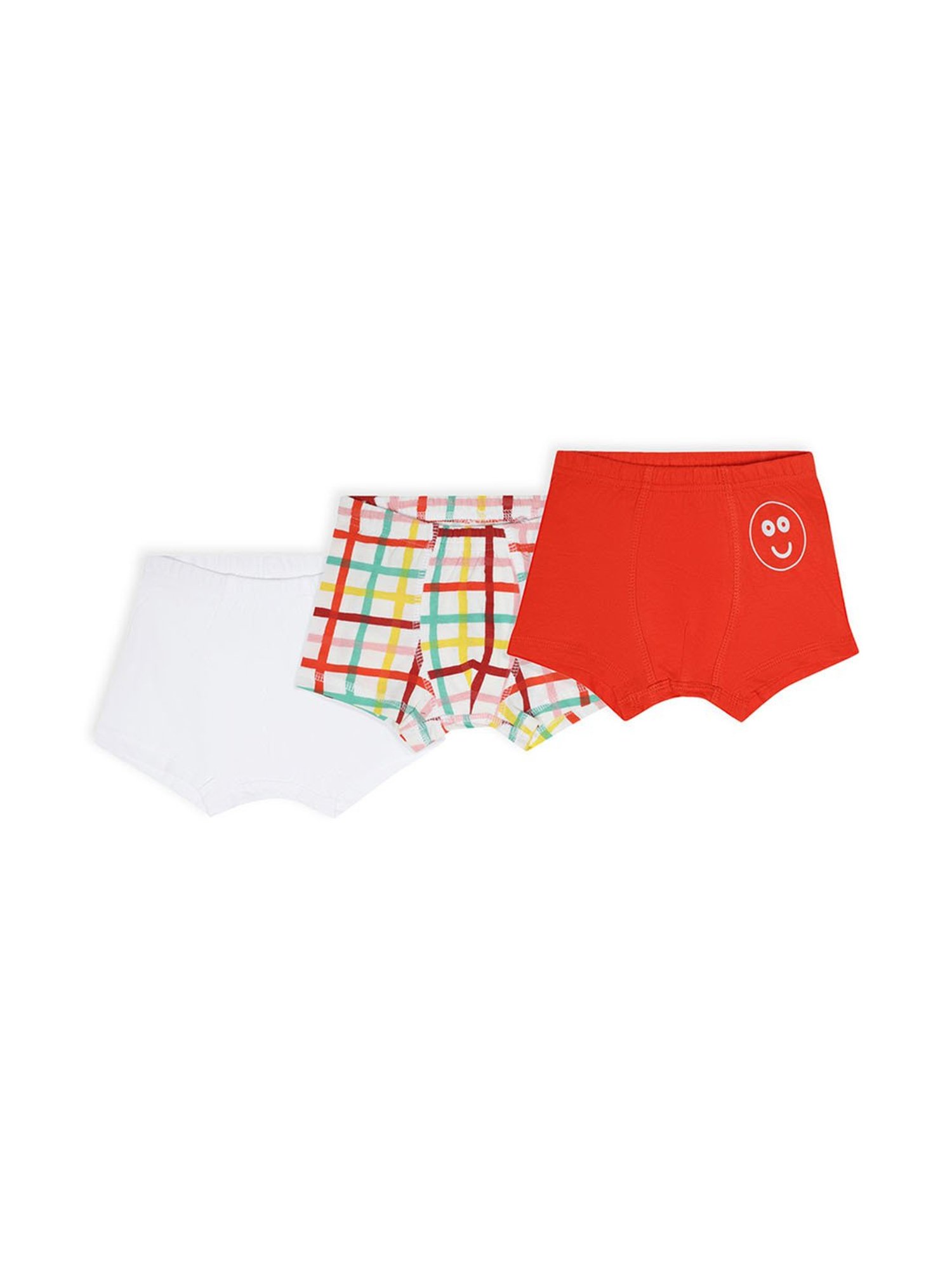 MiArcus Kids White & Red Printed Briefs( Pack Of 3)