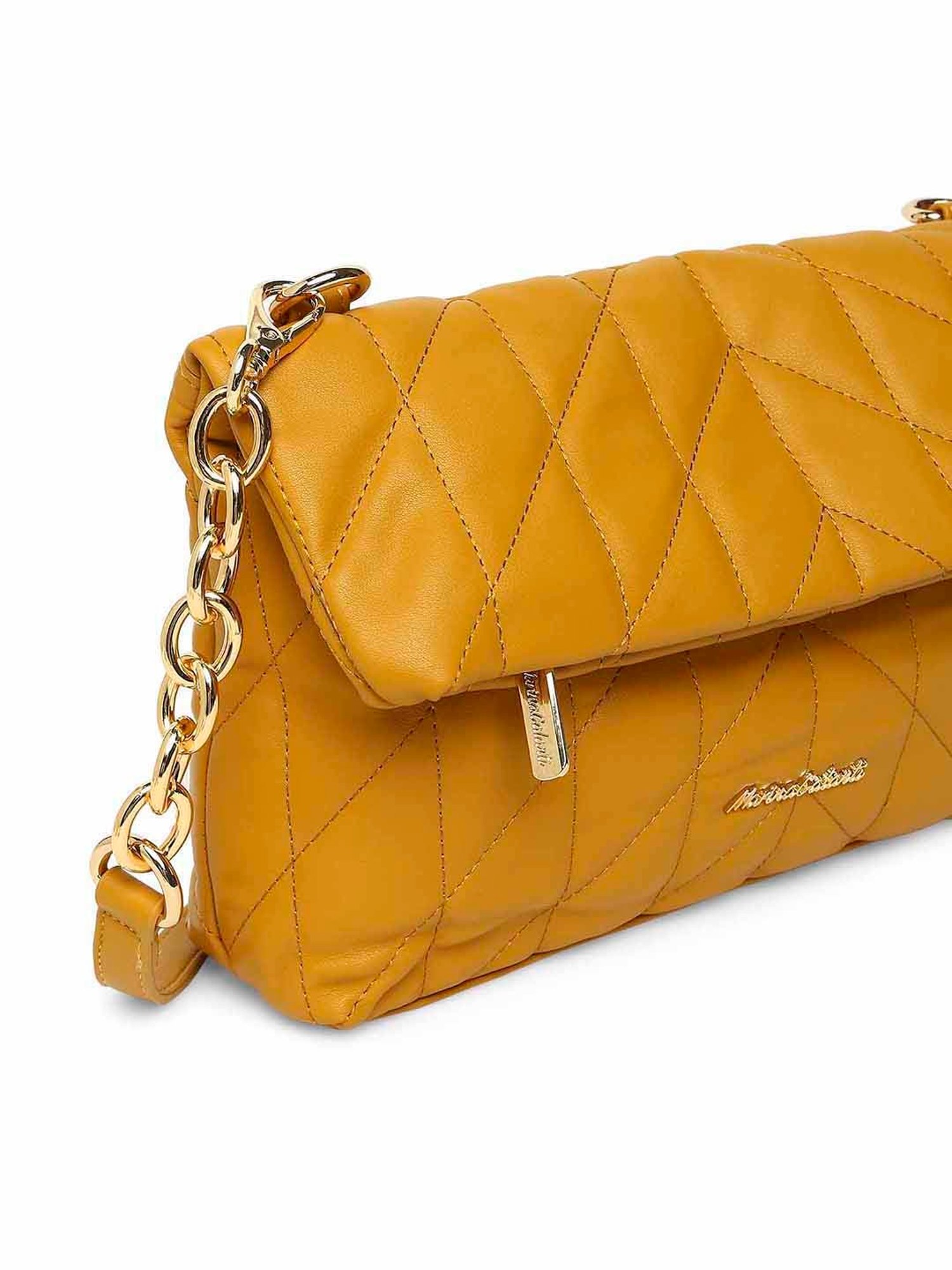 Marina Galanti Yellow Quilted Medium Sling Handbag