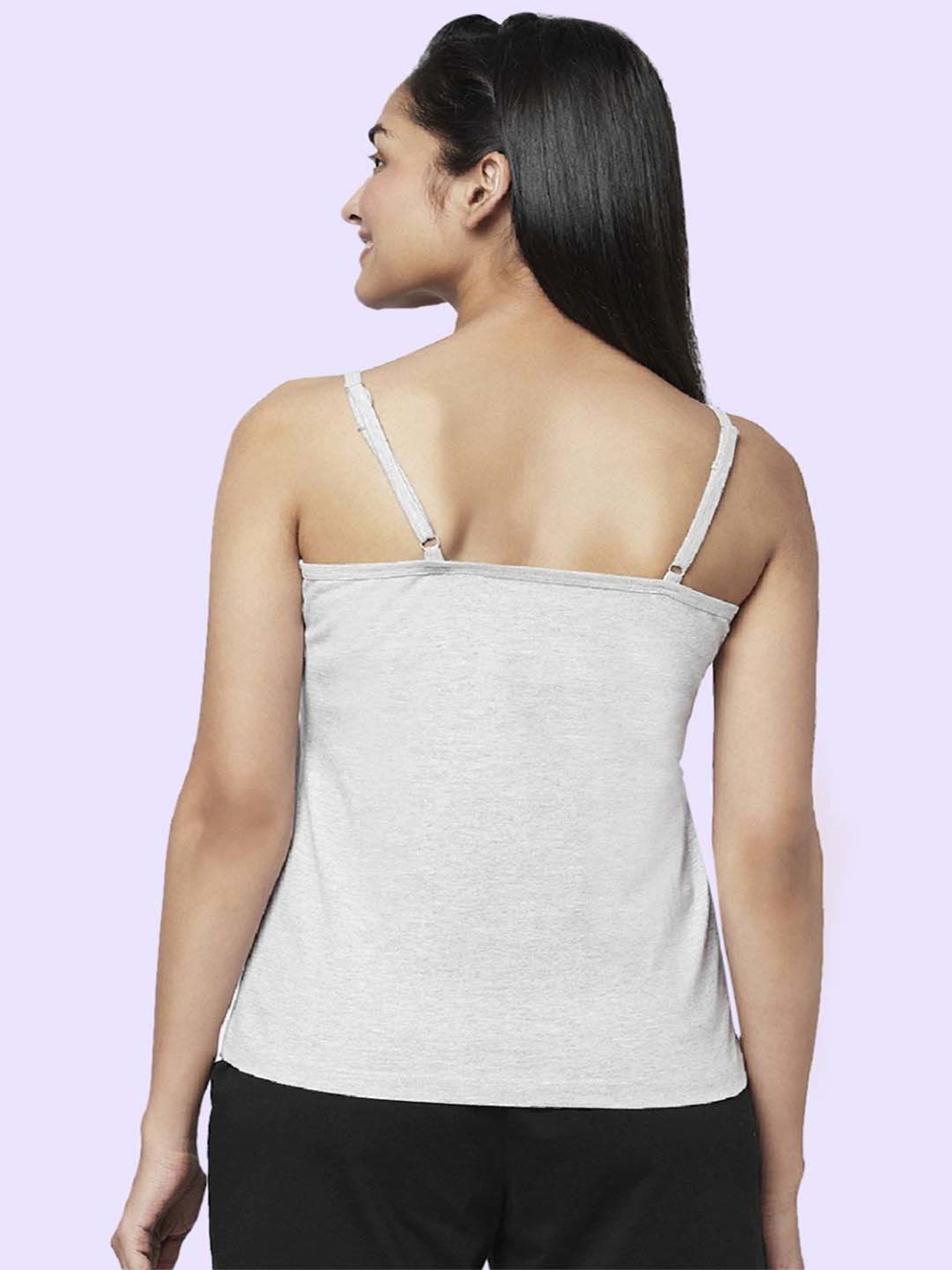 YU by Pantaloons Olive Green & Grey Cotton Camisoles - Pack Of 2