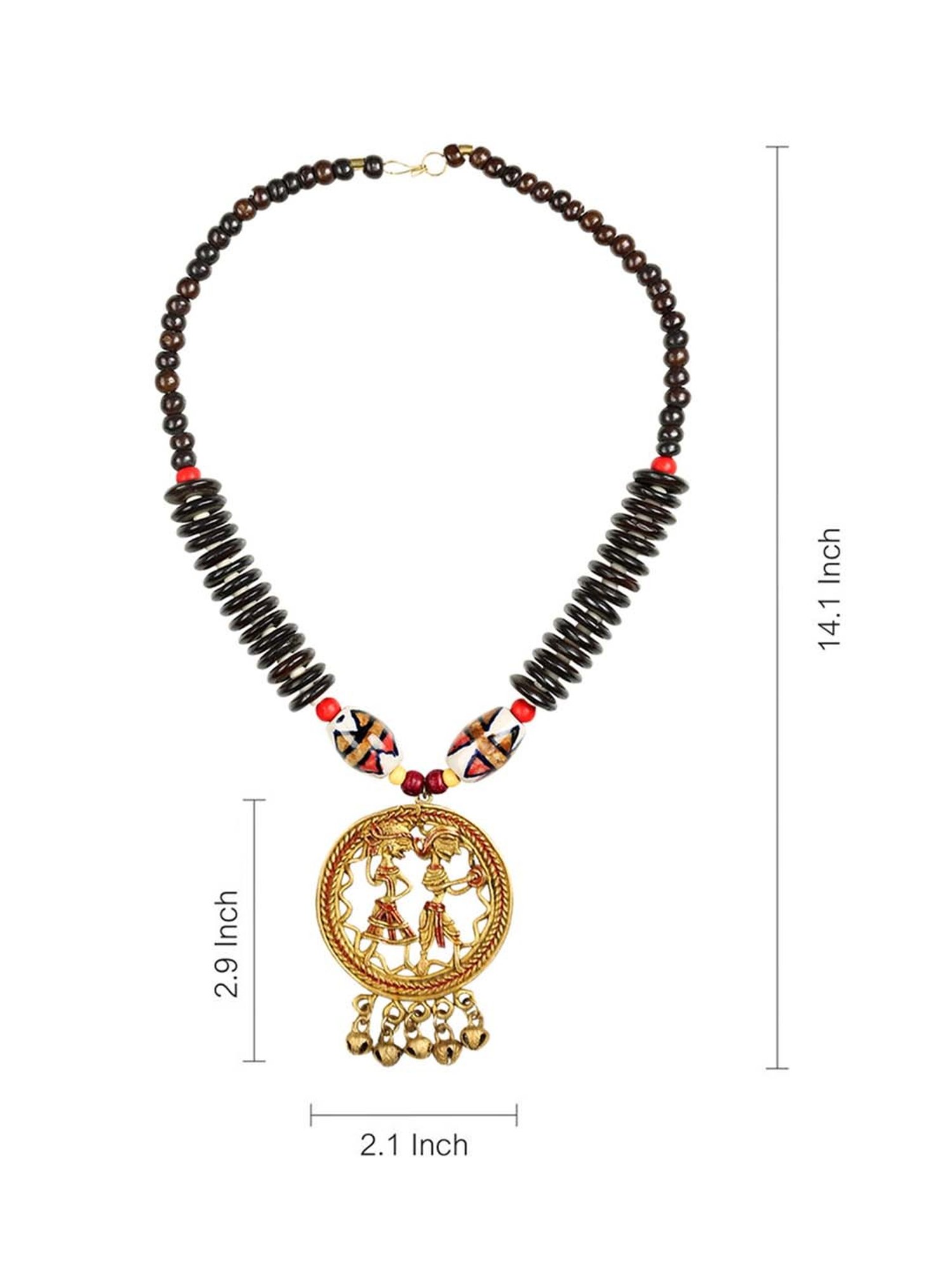 ExclusiveLane 'Tribal Couple Rounds' Black & White Brass Necklace Handcrafted in Dhokra Art