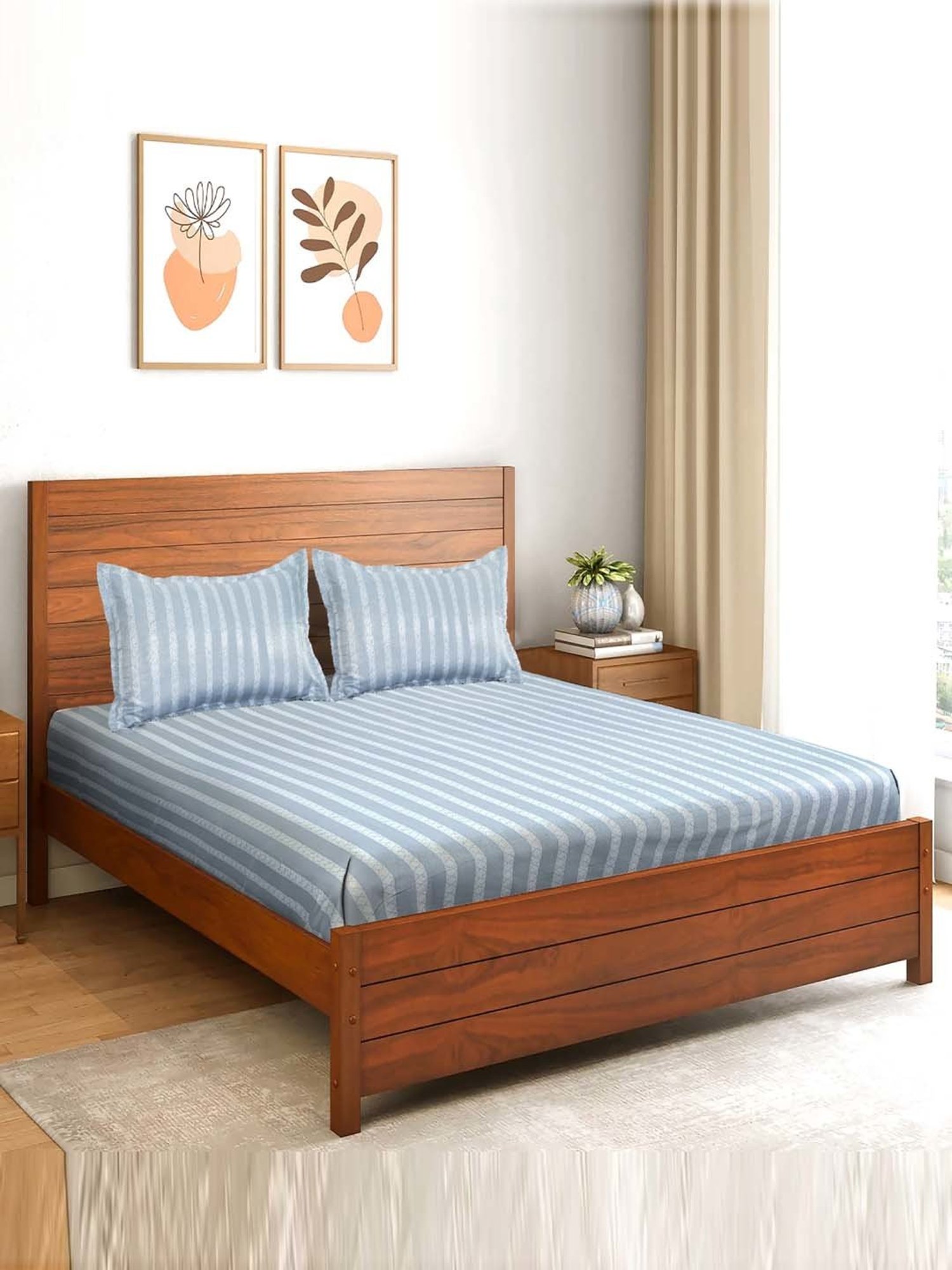 Saral Home Caci Grey 200 TC Microfiber Soft Queen Bedsheet with 2 Pillow Covers