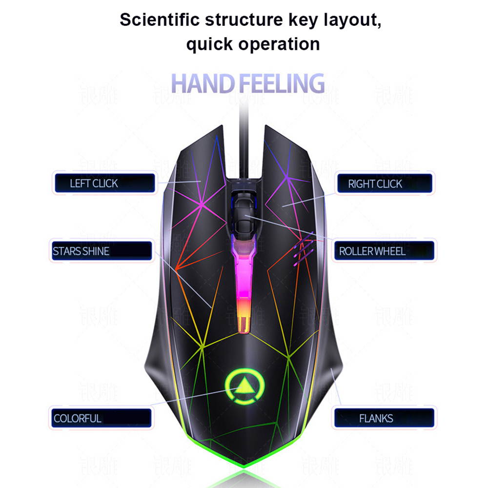 Gaming Mice With 7 Colorful Blacklight Color LED Light 1200 Dpi USB Wired Gaming Mouse Ergonomic Gamer Mice for PC/Laptop Computer