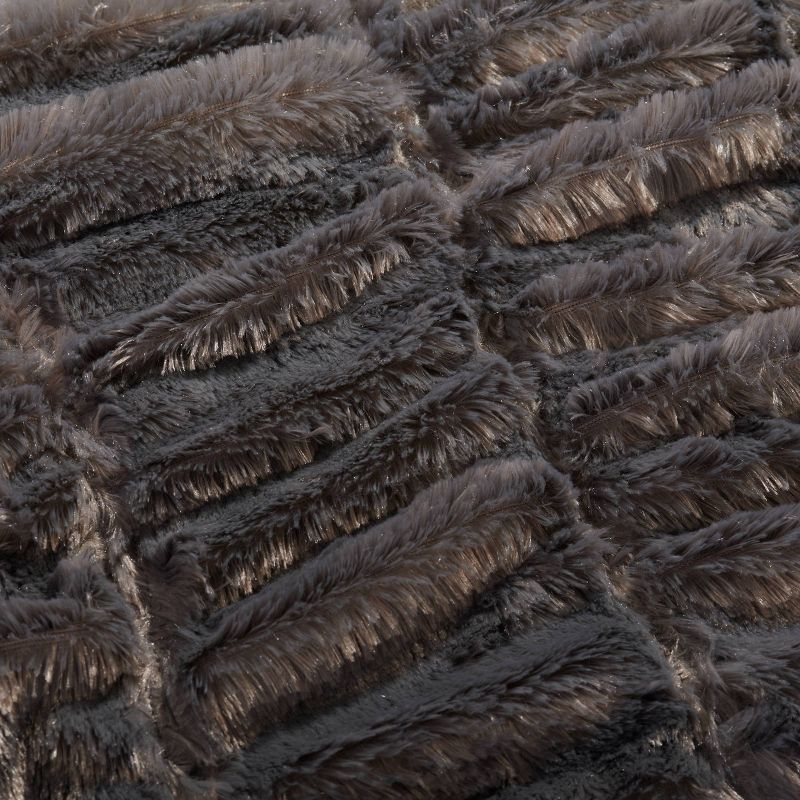 50"x60" Patterned Faux Fur Throw Blanket Gray - Sure Fit