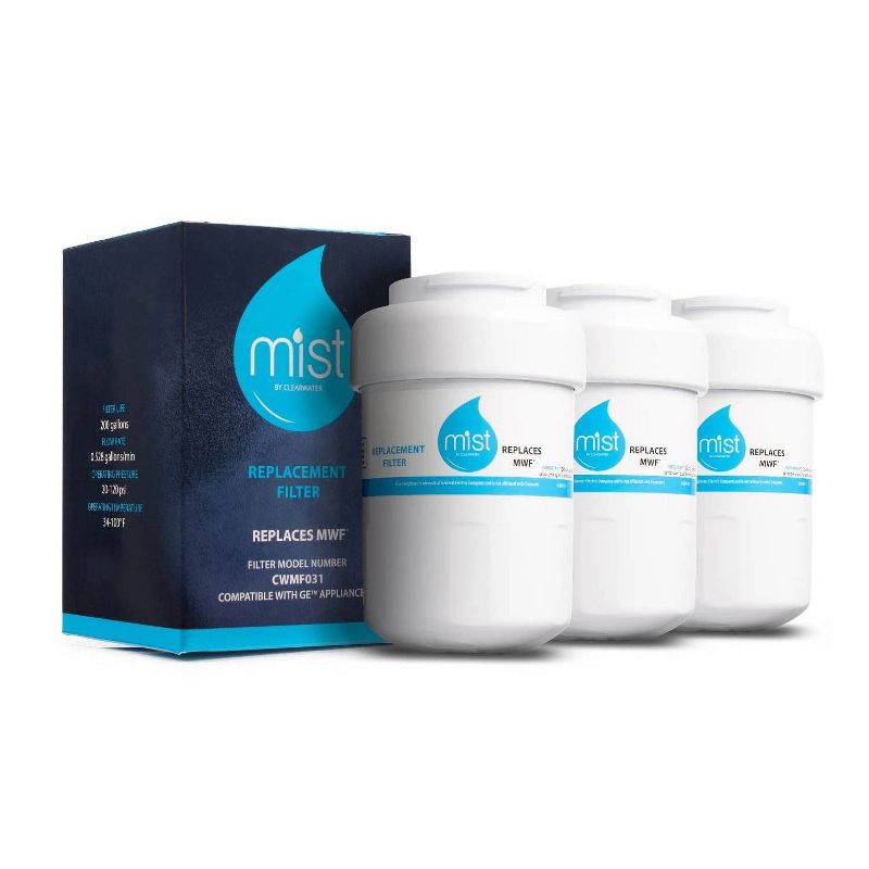Mist MWF Replacement for GE MWF Smartwater, MWFA, MWFP, GWF, GWFA, Kenmore 999146, 9991, 469991 Refrigerator Water Filter (3pk)