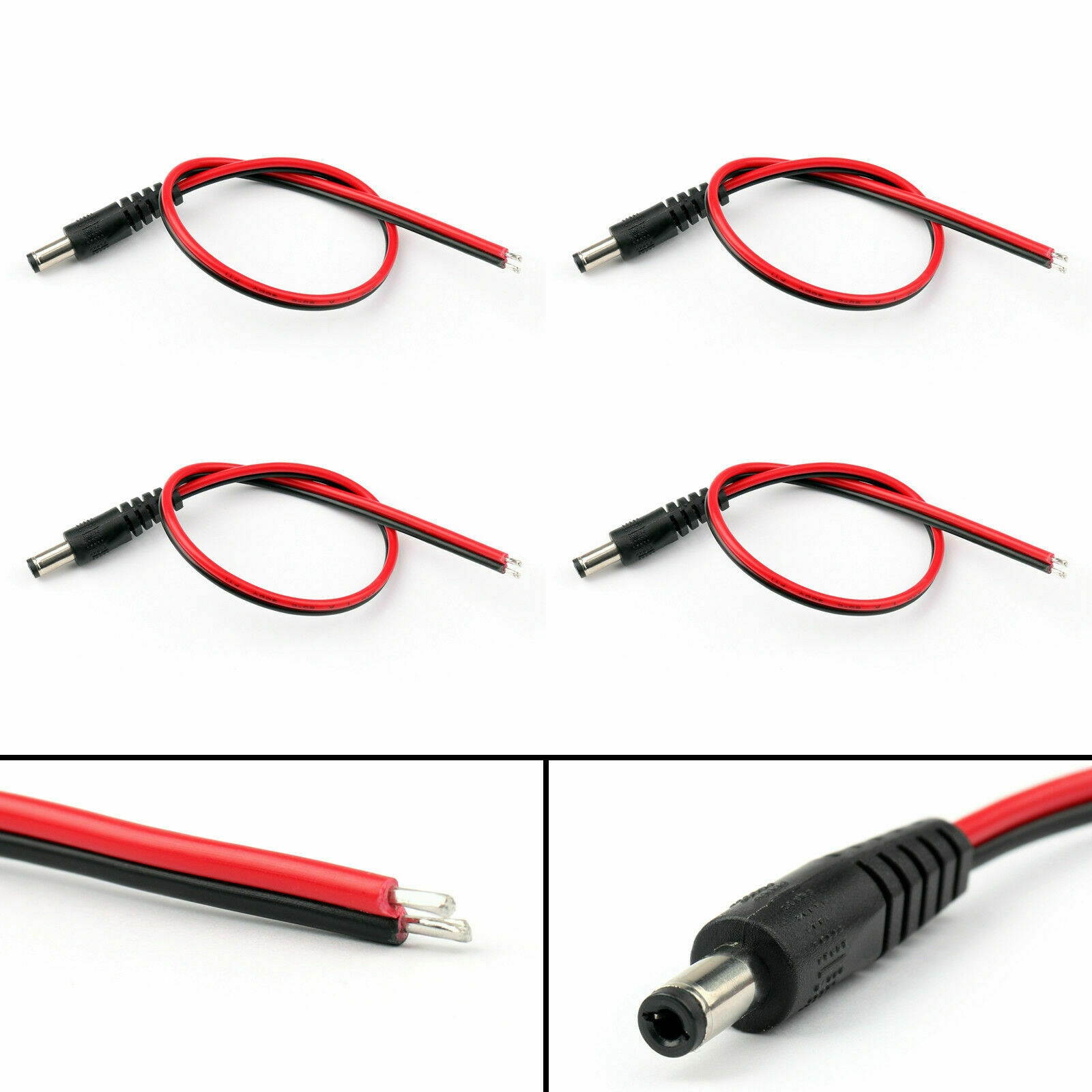 DC Power 5.5x2.1mm Male Female Plug Pigtail Cable Tinned For Laptop Adapter US