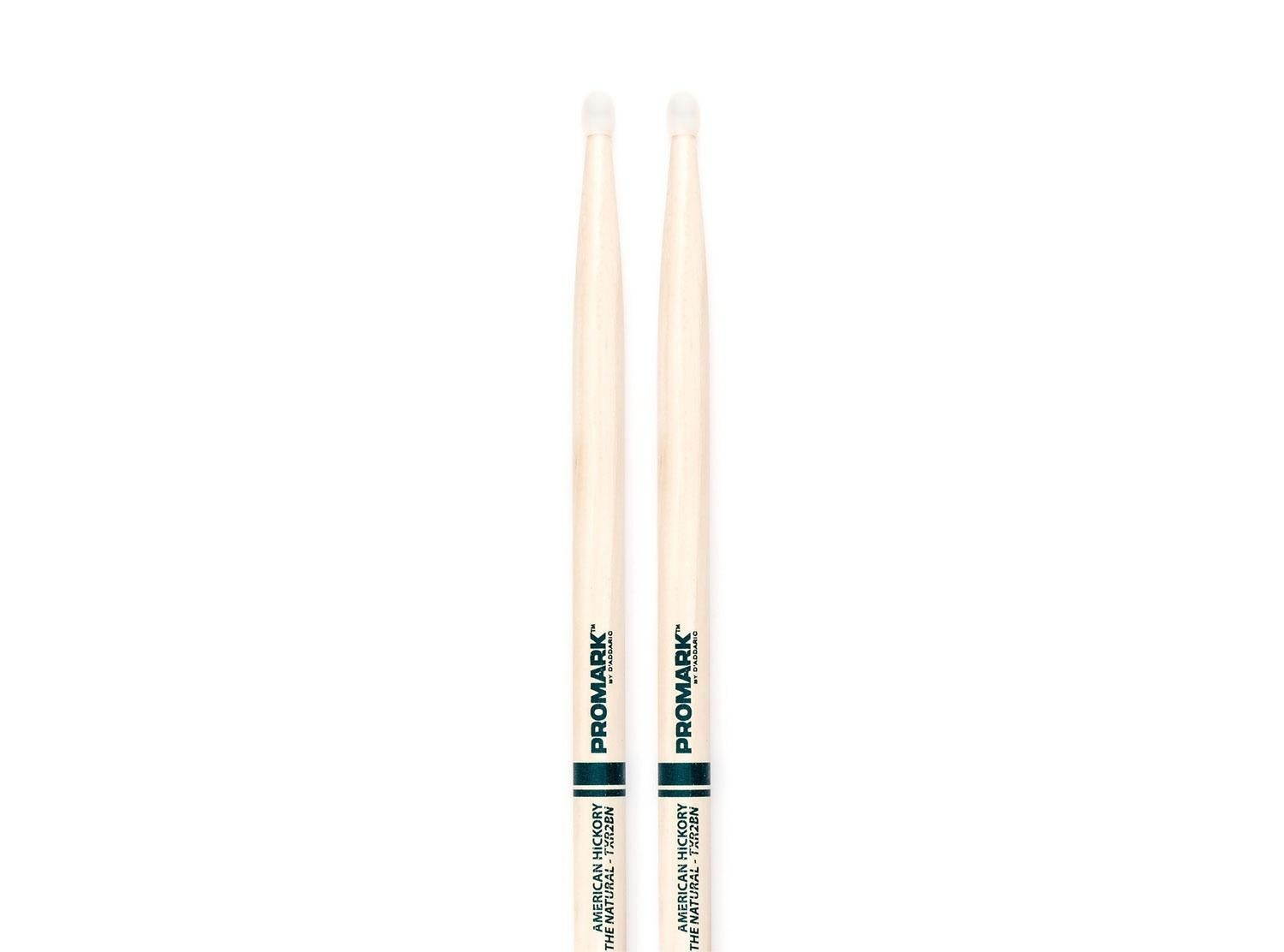 Promark 2BN The Natural Hickory Nylon Tip Drumsticks
