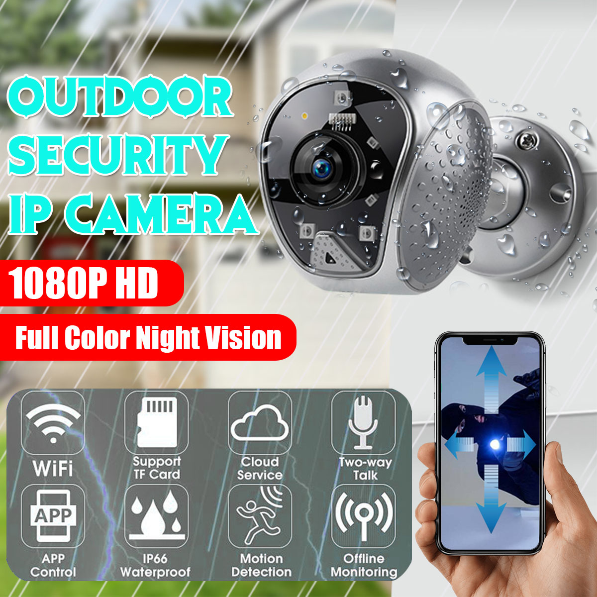 1080P WIFI IP Security Camera Wireless Outdoor Smart Home IR Night Video