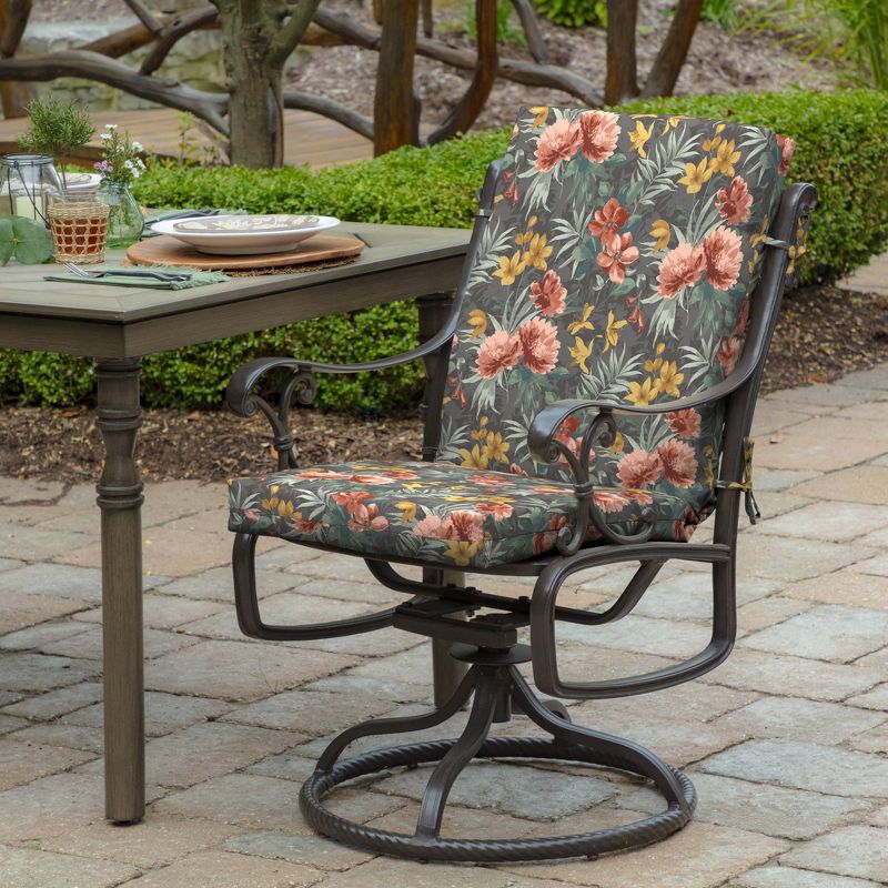 Arden Selections Phoebe Floral Outdoor High Back Dining Chair Cushion