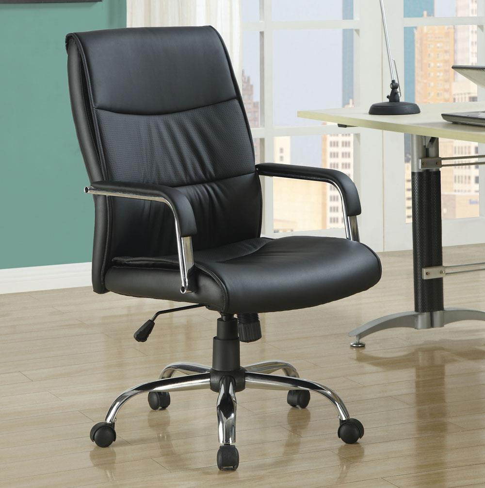 Black Leather-Look Office Chair by Monarch