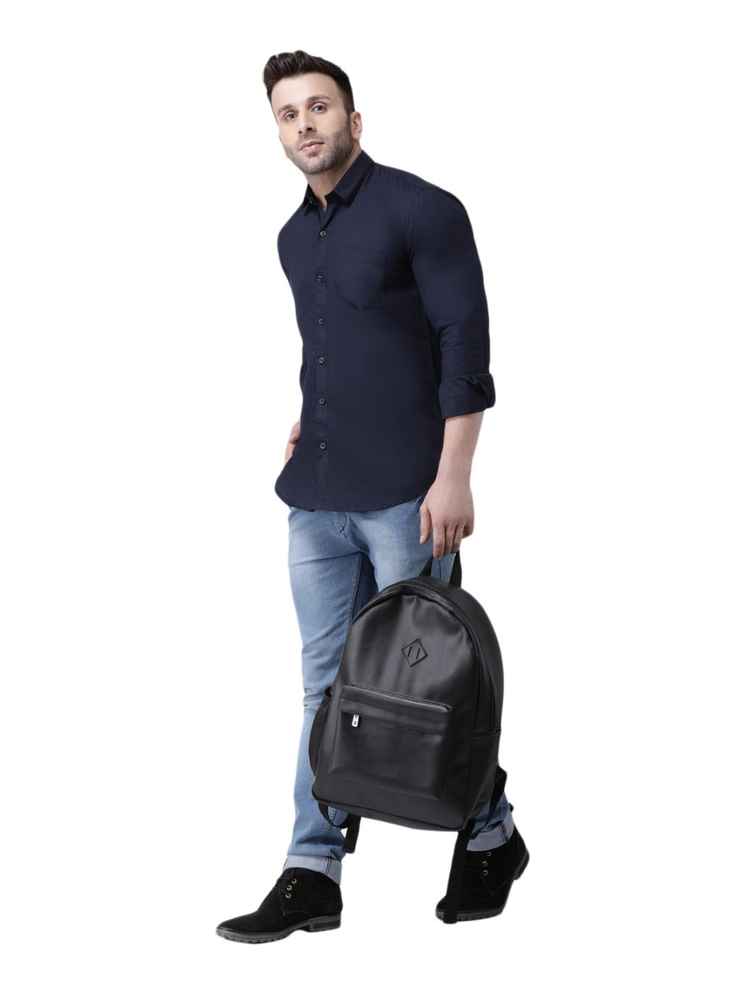 Hang Up Navy Cotton Slim Fit Shirt