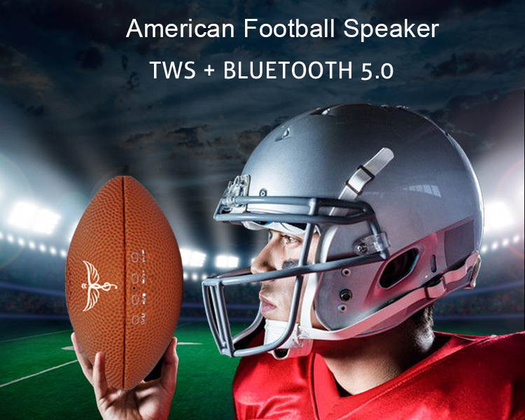 American Football Rugby Mini Portable Speaker Bluetooth BT 5.0 with MIC Bass Stereo Sound For Mobile Phone table or PC