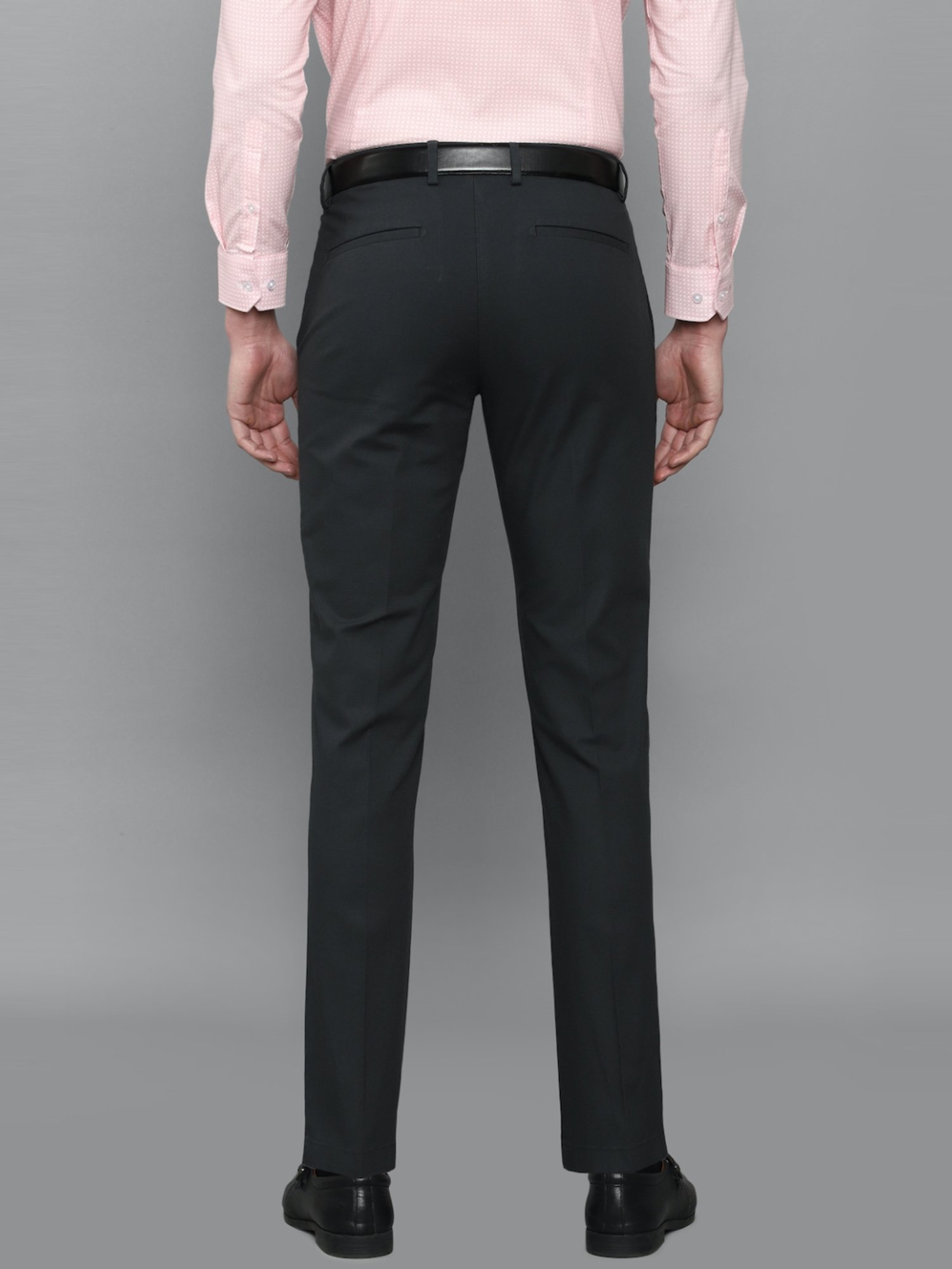 Louis Philippe Grey Cotton Slim Fit Trousers