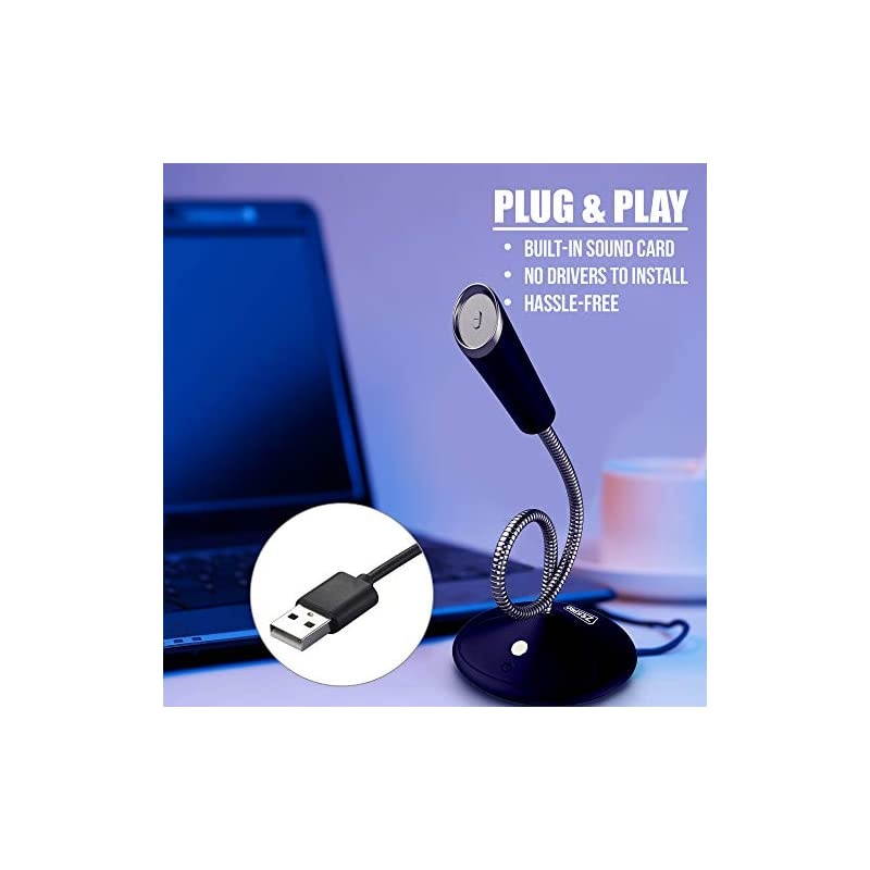 USB Computer Microphone Plug amp Play for Podcast Vocal Voice Studio Recording 5ft Mic Gaming PC YouTube Skype Desktop Laptop Omnidirectional Condenser Mute Button with LED wTravel Bag