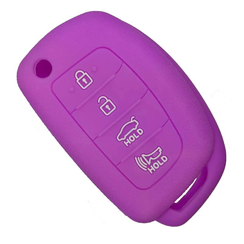 Silicone Flip Key Fob Cover Keyless Remote Case Holder Protector Bag for Hyundai Sonata Santa Fe Tucson Purple