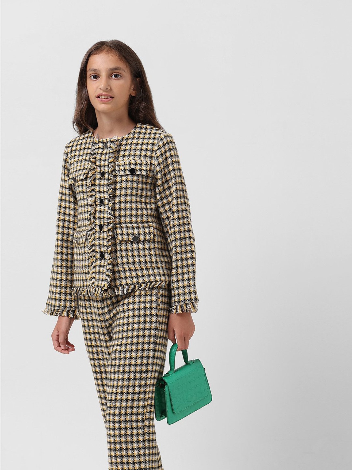 VERO MODA GIRL Multicolor Checks Full Sleeves Jacket