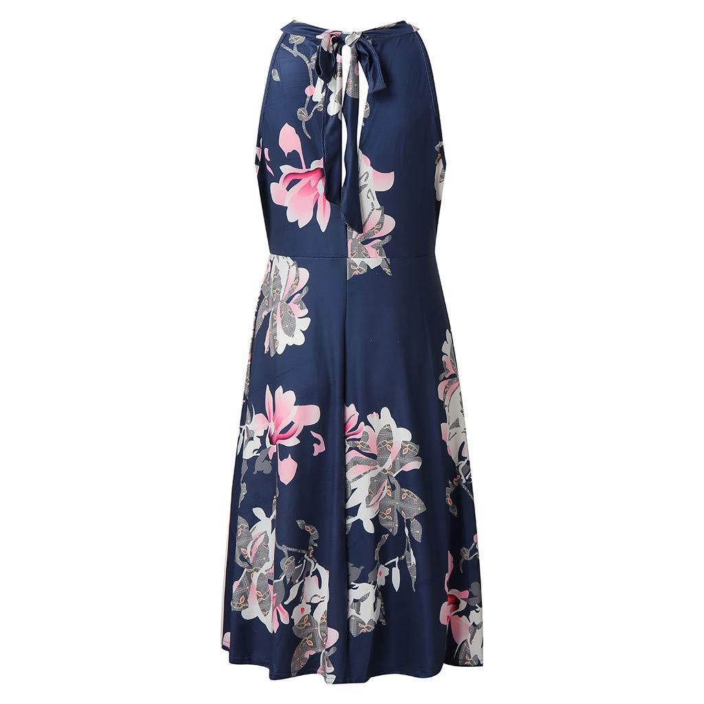 ?HebeTop? Women's Floral Maxi Dresses Boho V Neck Split Beach Party Dress