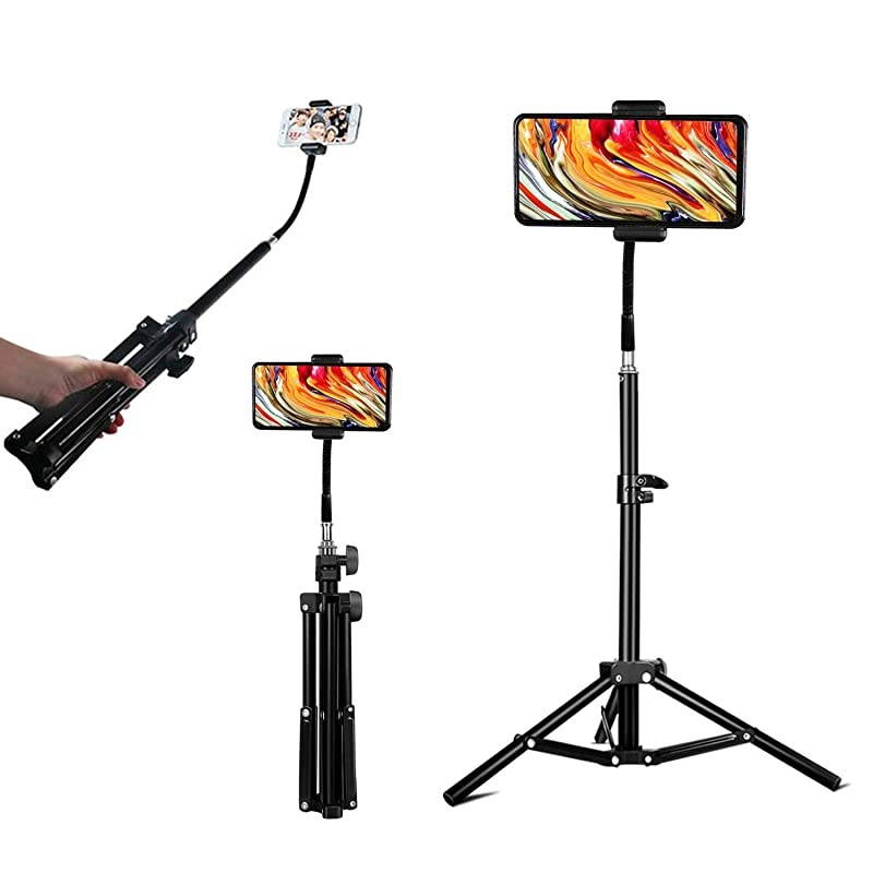 Cell Phone Tripod  19quot Height Adjustable Selfie Stick Tripod Sturdy and Lightweight Smartphone Stand for StreamingVloggingYouTubeVideo ShootingPhotographyCompatible with Phone and Camera