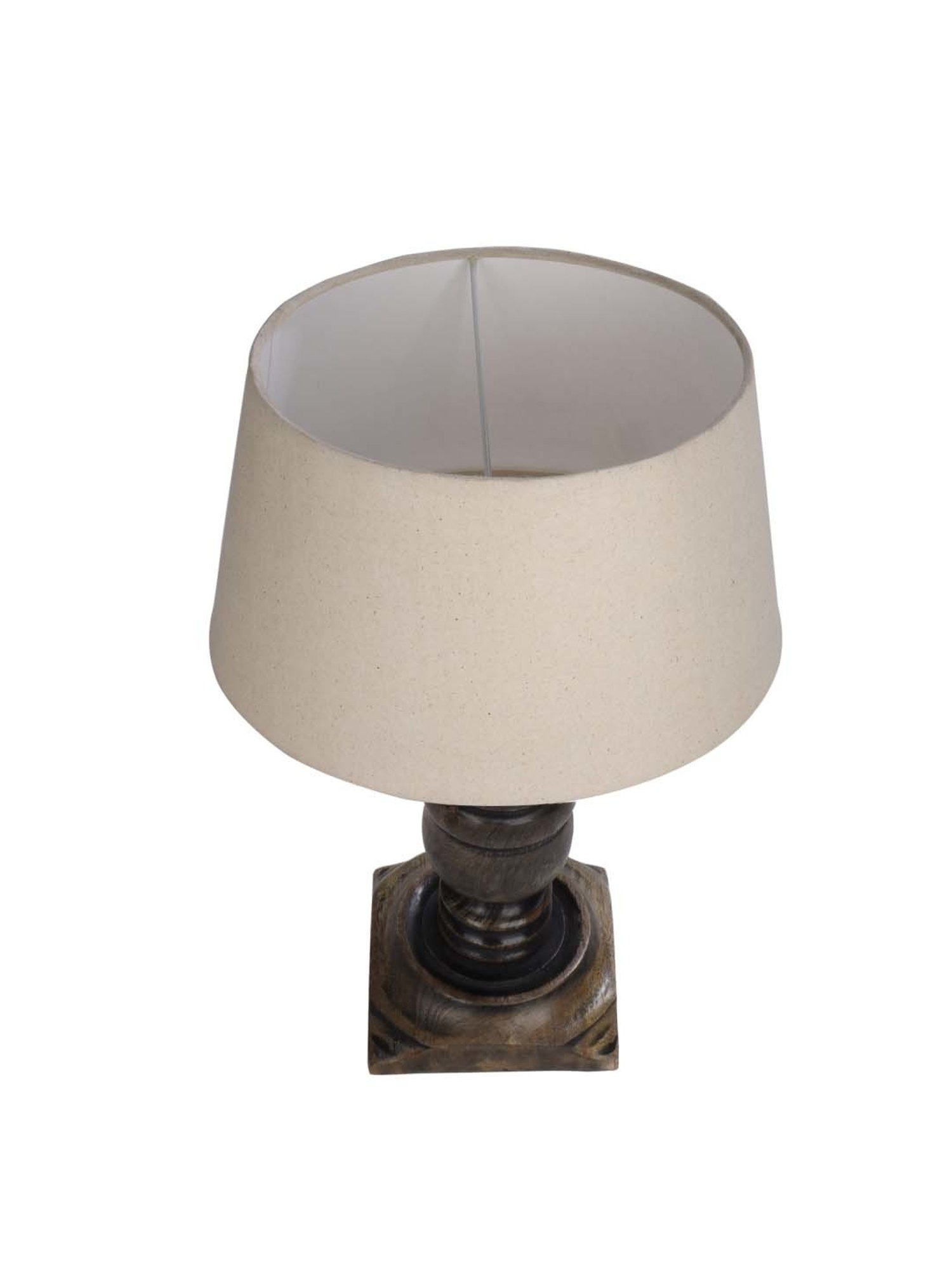 Homesake 'Rustic' Beige & Brown Wood Trophy Carved Table Lamp with Empire Shade - Set of 1